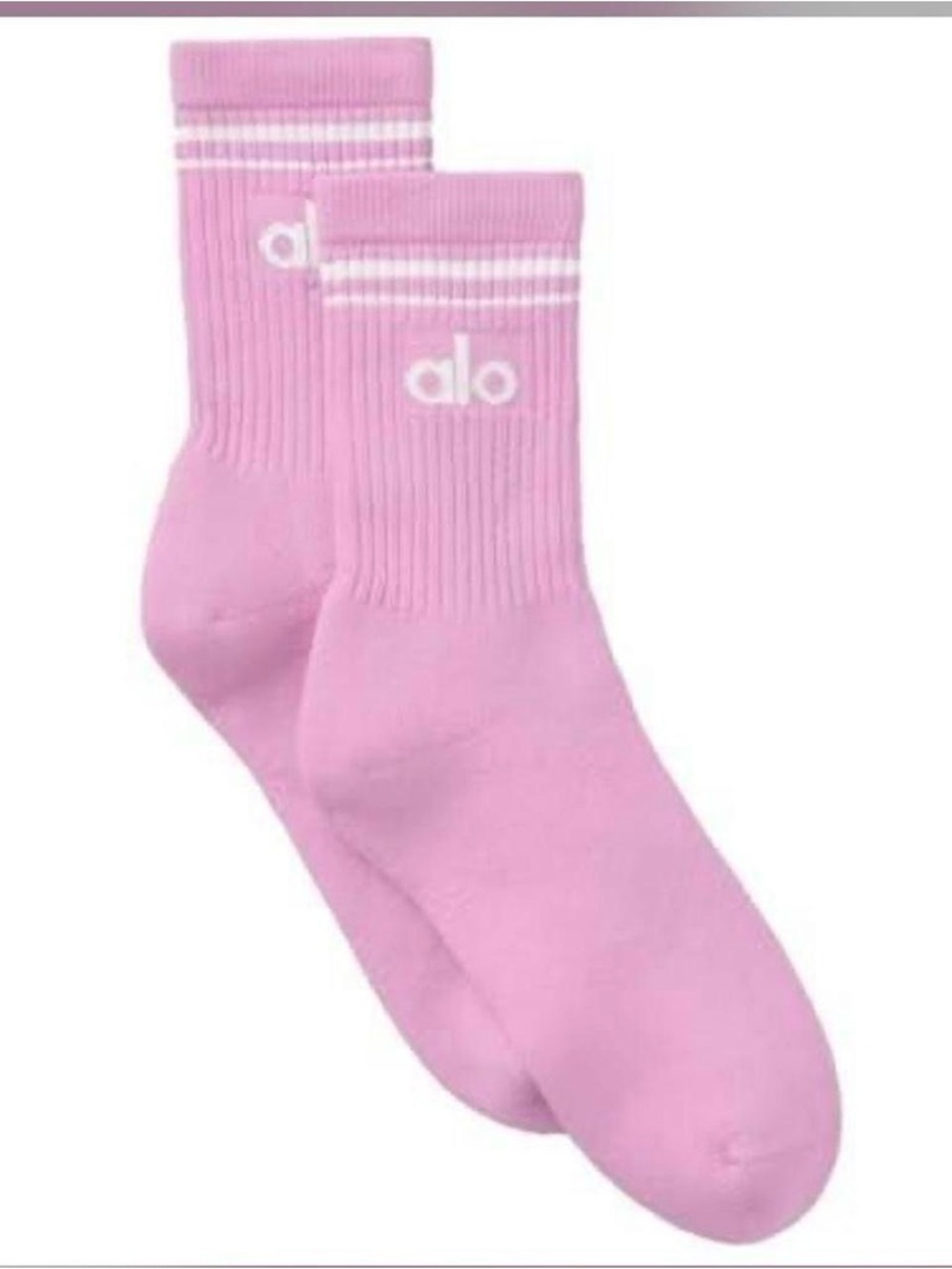 ALO Yoga Pink and White Unisex Half-Crew Socks